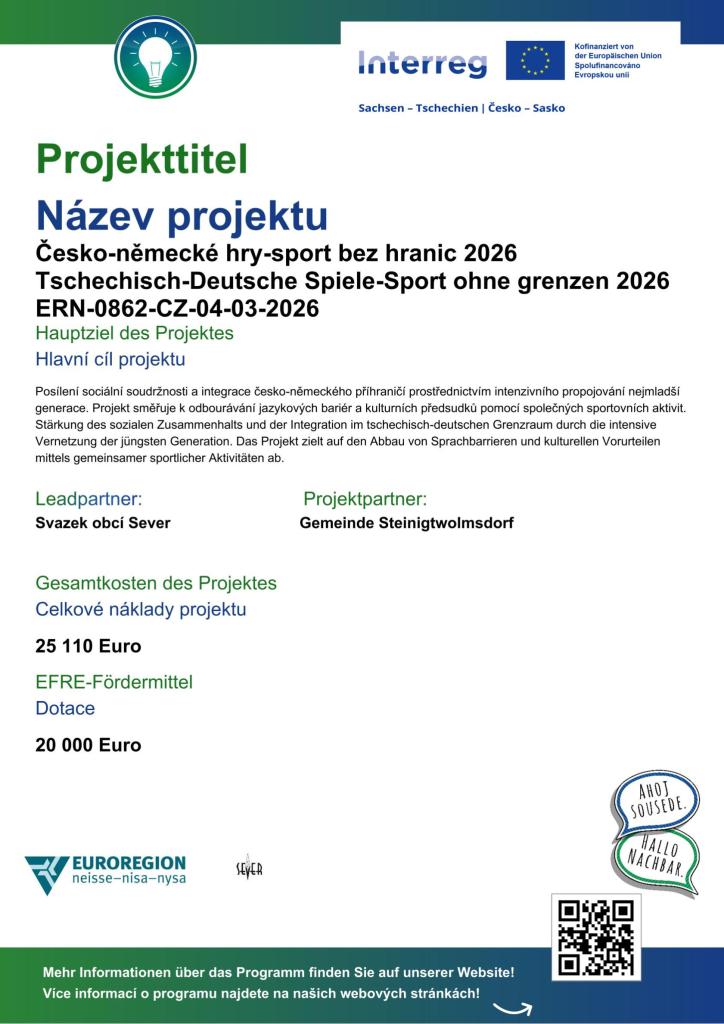 Česko-německé hry-sport bez&nbsp;hranic 2026&nbsp;Tschechisch-Deutsche Spiele-Sport ohne grenzen 2026&nbsp;ERN-0862-CZ-04-03-2026